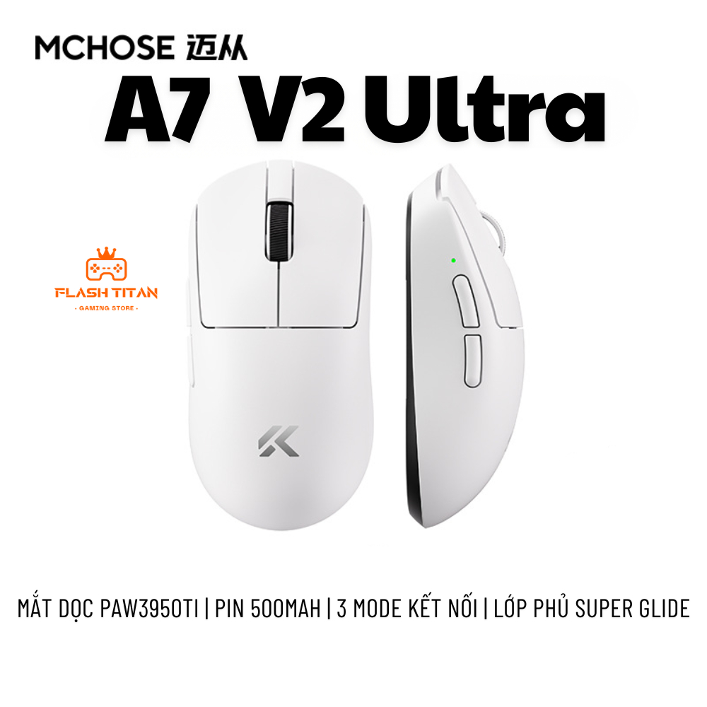 Chuột gaming Không Dây Mchose A7 ultra V2 - Mắt đọc 3950 cao cấp - Pin 500mAh - Lớp phủ Super Glide | BigBuy360 - bigbuy360.vn