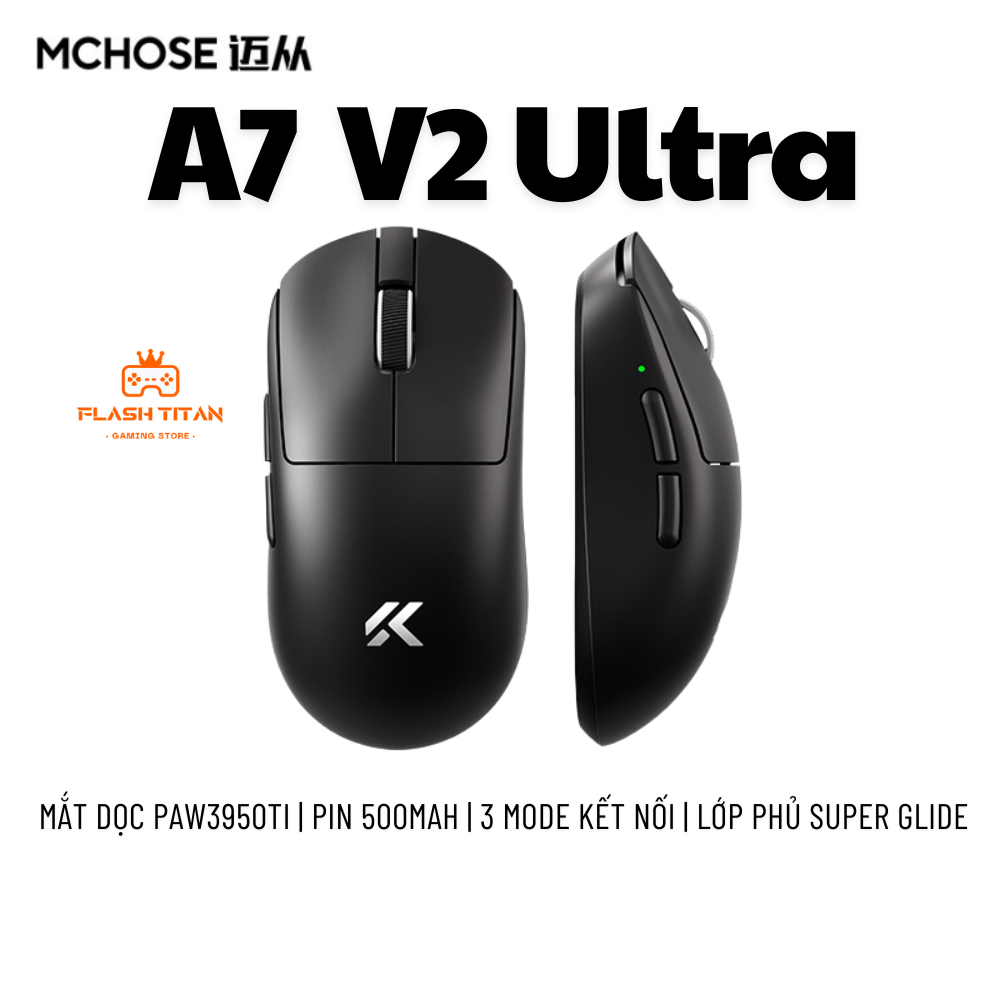 Chuột gaming Không Dây Mchose A7 ultra V2 - Mắt đọc 3950 cao cấp - Pin 500mAh - Lớp phủ Super Glide | BigBuy360 - bigbuy360.vn