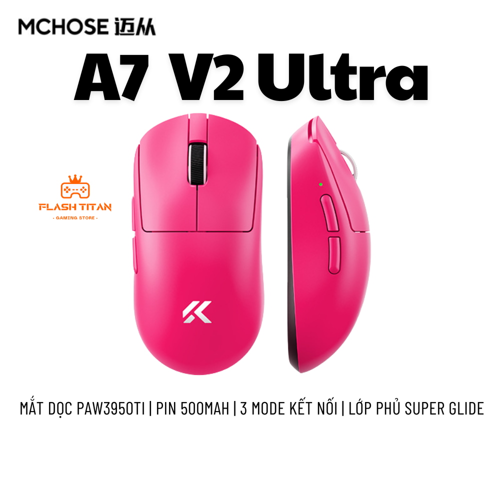 Chuột gaming Không Dây Mchose A7 ultra V2 - Mắt đọc 3950 cao cấp - Pin 500mAh - Lớp phủ Super Glide | BigBuy360 - bigbuy360.vn