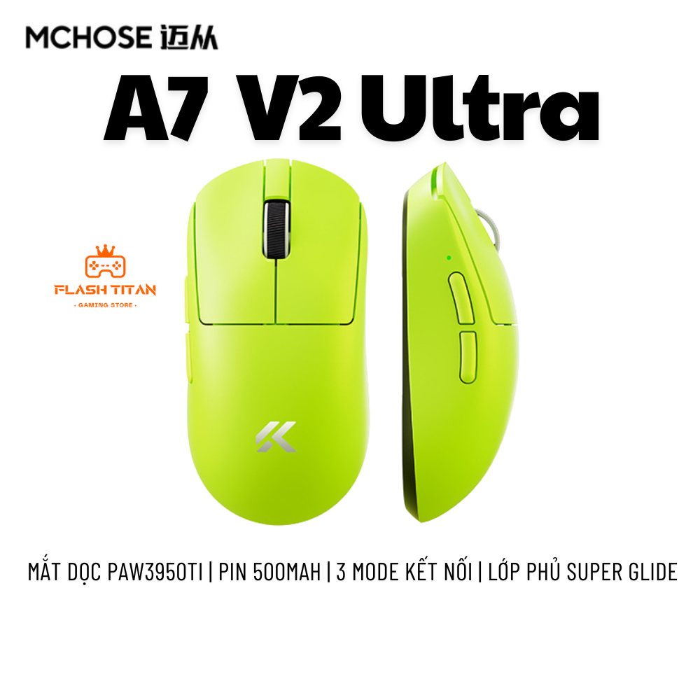 Chuột gaming Không Dây Mchose A7 ultra V2 - Mắt đọc 3950 cao cấp - Pin 500mAh - Lớp phủ Super Glide | BigBuy360 - bigbuy360.vn