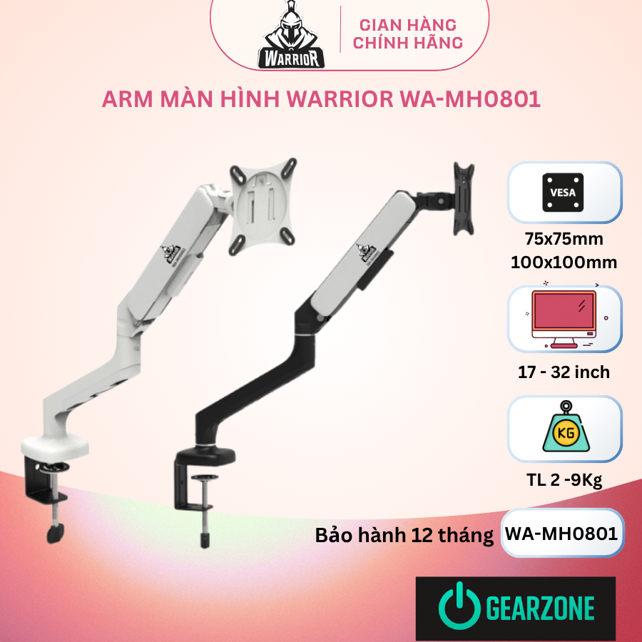 GIÁ TREO / ARM MÀN HÌNH WARRIOR WA-MH0801 – CHẮC CHẮN & LINH HOẠT – CHÍNH HÃNG