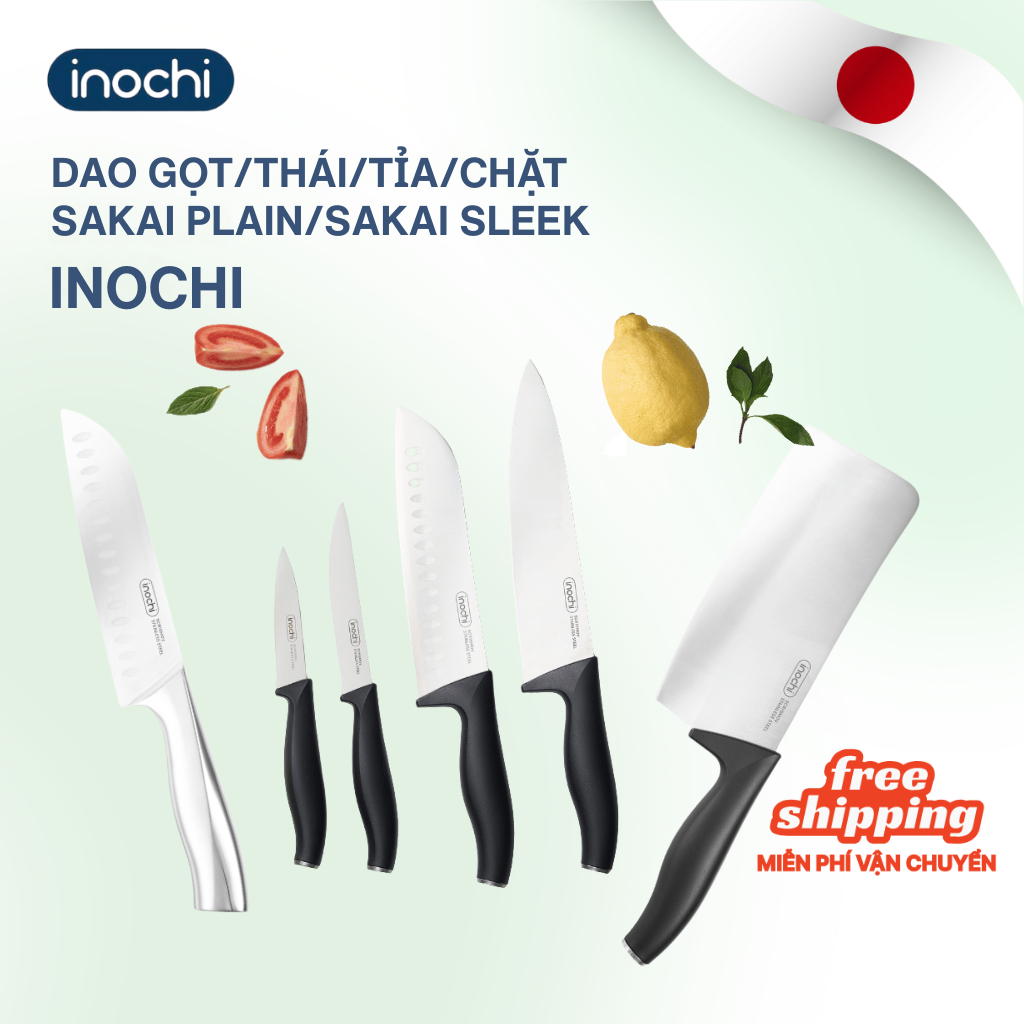 Dao Cắt/Gọt/Thái Đa Năng Sakai Plain/Sakai Sleek Chất Lượng Nhật Bản - Thép 5Cr15 Mài Sắc, Sáng Bóng