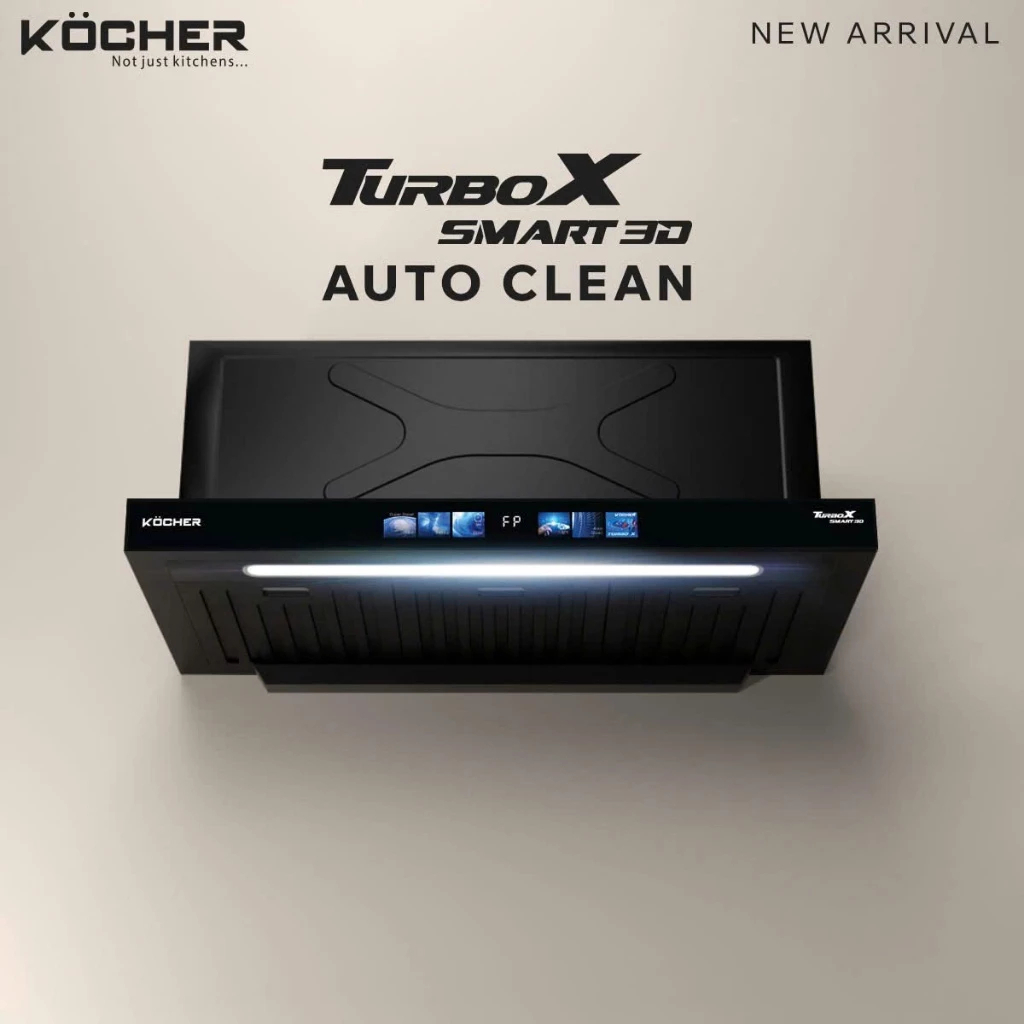 Máy hút mùi Kocher Turbo Smart 3D X3D-350D Auto Clean - Tự động làm sạch, Hẹn giờ, Bảo hành 3 năm, C