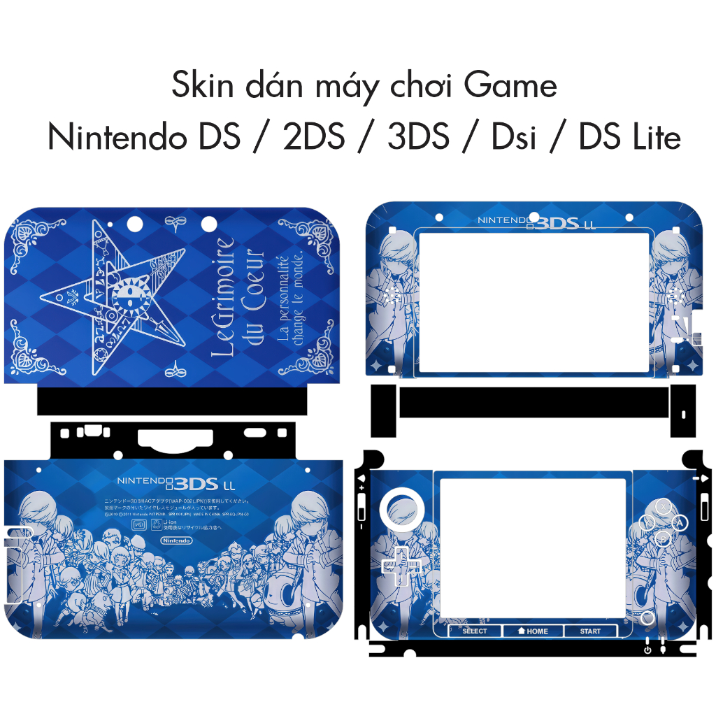 Skin dán Nintendo 2DS, 2DS XL LL, 3Ds, DSi, 3DS XL LL, DS Lite, New 3DS, DSi mẫu Persona Q Shadow of