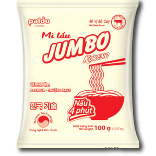 MÌ LẨU KORENO JUMBO ( 80 Gói )  – VỊ KIM CHI & BÒ CAY – GÓI 100G – MÌ HÀN QUỐC CHÍNH HÃNG