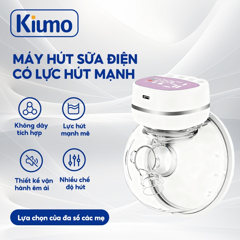Máy hút sữa điện Kiumo NYK-03 – 15 cấp độ hút, Màn hình LED, Sạc Type-C, Êm ái, Dễ vệ sinh, Tiện lợi