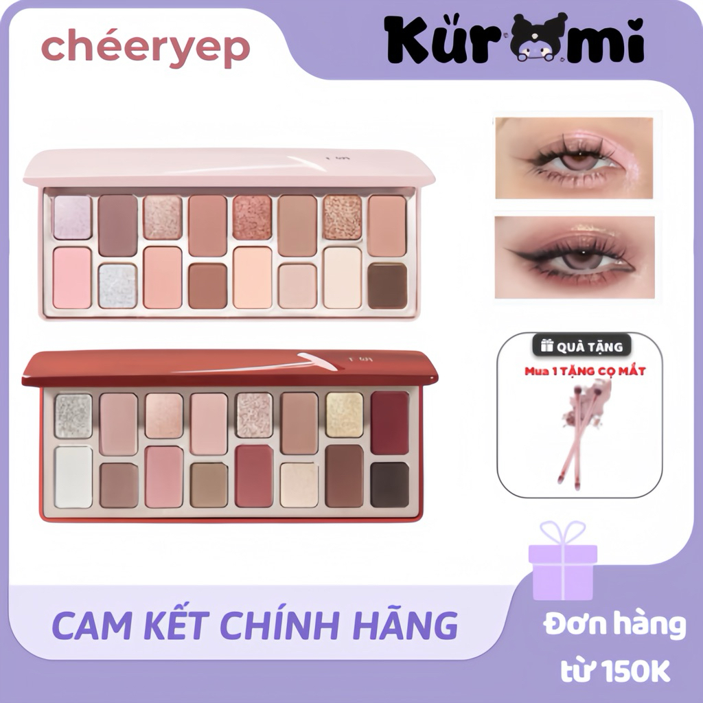 (TẶNG CỌ) Cheeryep QianYan Phấn Mắt Qianyan Cheeryep Natural Color Starring 16 Ô Tone Màu Đa Dạng Có