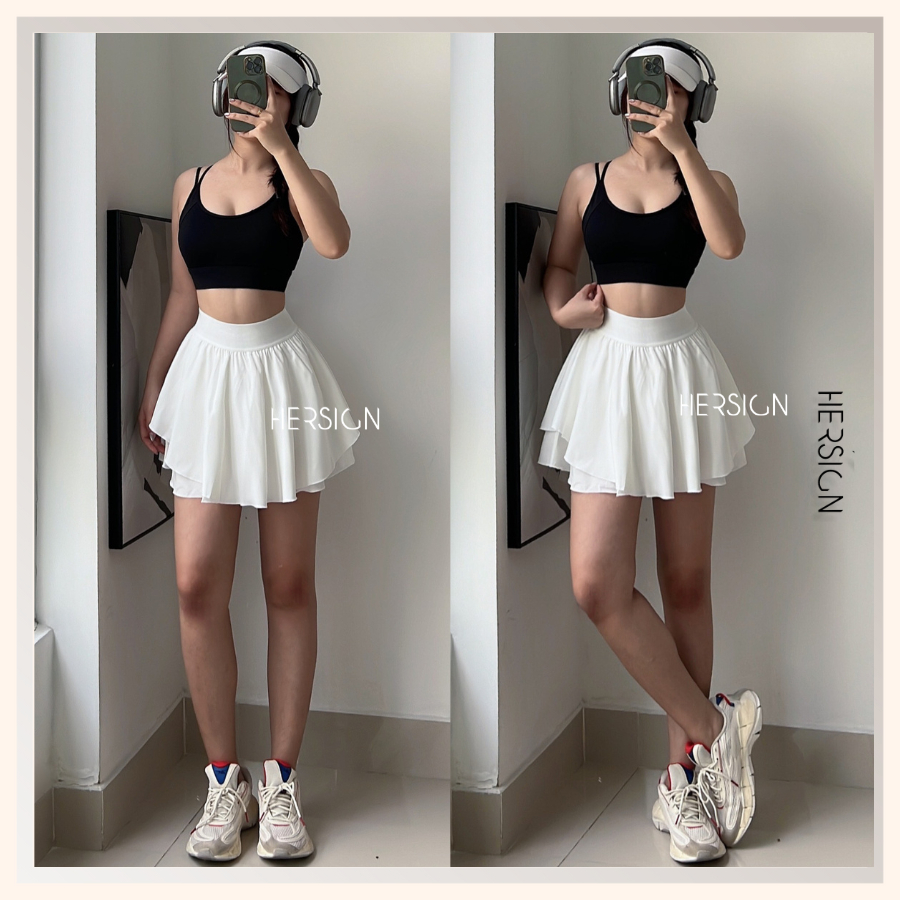 HERSIGN Set váy chơi pickleball, tennis, golf Chân váy xoè SMIXB32V08A BST HERSIGN GRACED MOTION