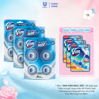   Live  Combo 3 VỈ Viên Thả Vệ Sinh Bồn Cầu Vim | Sạch Khuẩn Sáng Bóng đến 1600 Lần Xả  3x180g vỉ  