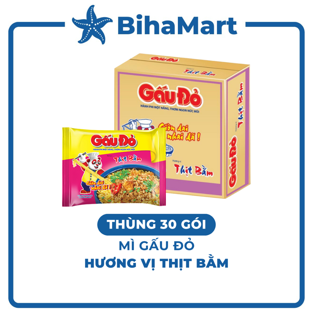[THÙNG 30 GÓI]- ASIAFOODS - Mì Gấu Đỏ hương vị Thịt bằm, Mì Thịt bằm Gấu Đỏ, Mì gói ăn liền Gấu Đỏ v