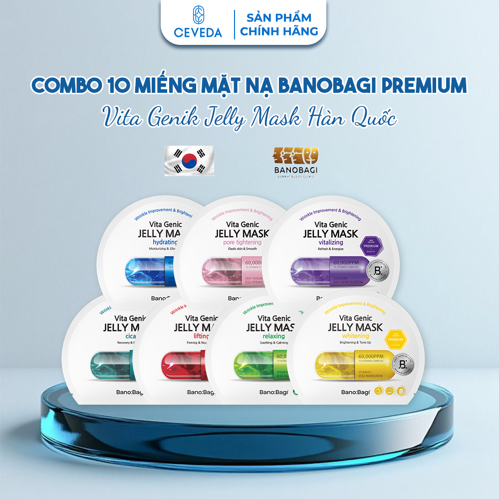Combo 10 Miếng nạ Banobagi Vita Genic Jelly Mask Hàn Quốc | CEVEDA Banobagi Mặt nạ dưỡng da