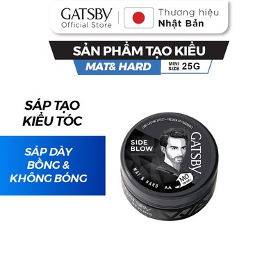 Sáp vuốt tóc GATSBY Styling Wax Mat & Hard B, tạo kiểu tóc dày bồng & không bóng giữ nếp 8h, 25