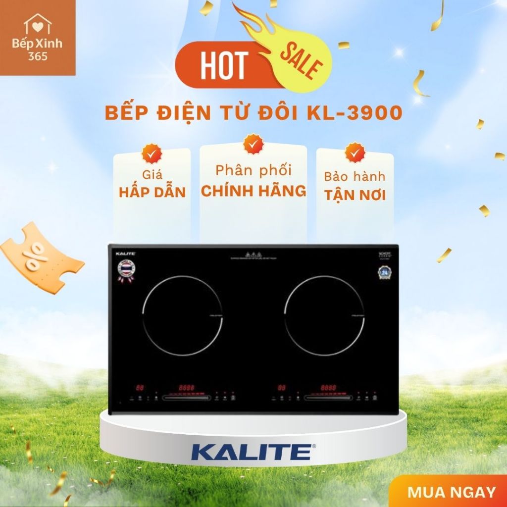 Bếp Điện Từ Đôi KALITE KL-3900 – Công Suất 4.000 W, Mặt Kính Cường Lực, Cảm Ứng Nhạy