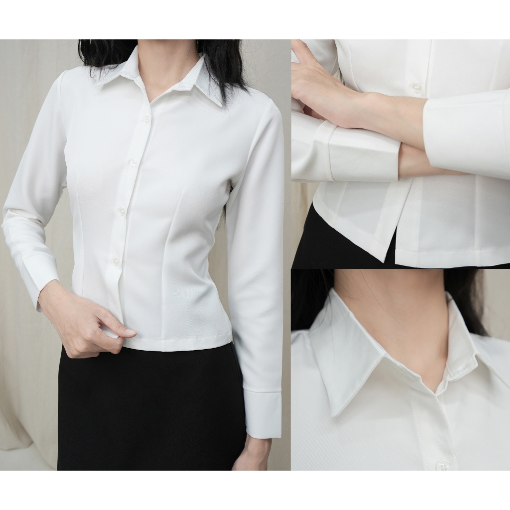 DALLA Áo sơ mi phom ôm basic tay dài (SM05) Camie Shirt | BigBuy360 - bigbuy360.vn