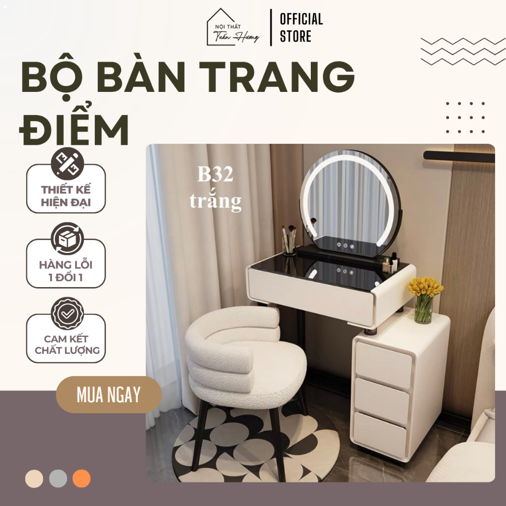 [B32] Bàn trang điểm nhập khẩu, bàn trang điểm mini 60cm, bàn trang điểm mặt kính
