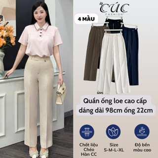  Quần ống suông Cúc Fashion vải tây from âu xuông lưng cao cấp thời trang nữ culottes rộng 98cm Q119 