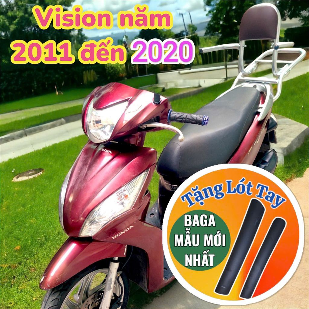 (Tặng lót tay) Baga phượt xe vision 2011 tới 2020.Mẫu mới tháo rời tay vịn được