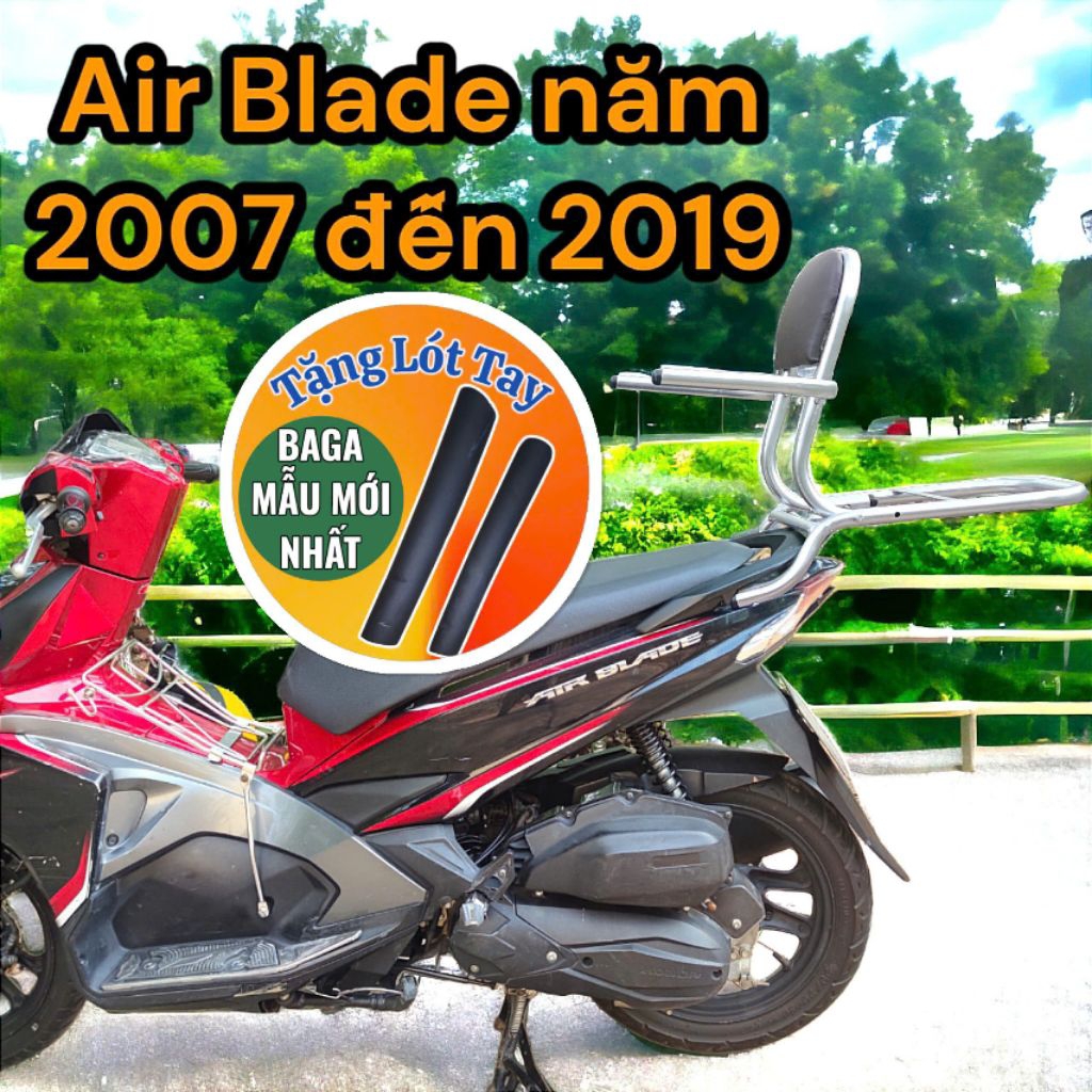 (Tặng lót tay )baga phượt xe Air blade 2007-2019.Mẫu mới tháo rời tay vịn được
