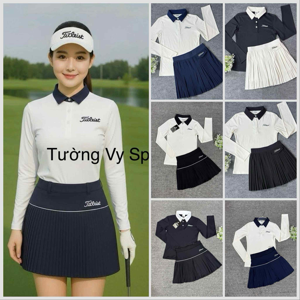  Sét thể thao nữ TD03 chơi Golf Tennis Pickleball chất thun co giãn đẹp lên phom xinh váy bên trong có quần và túi 