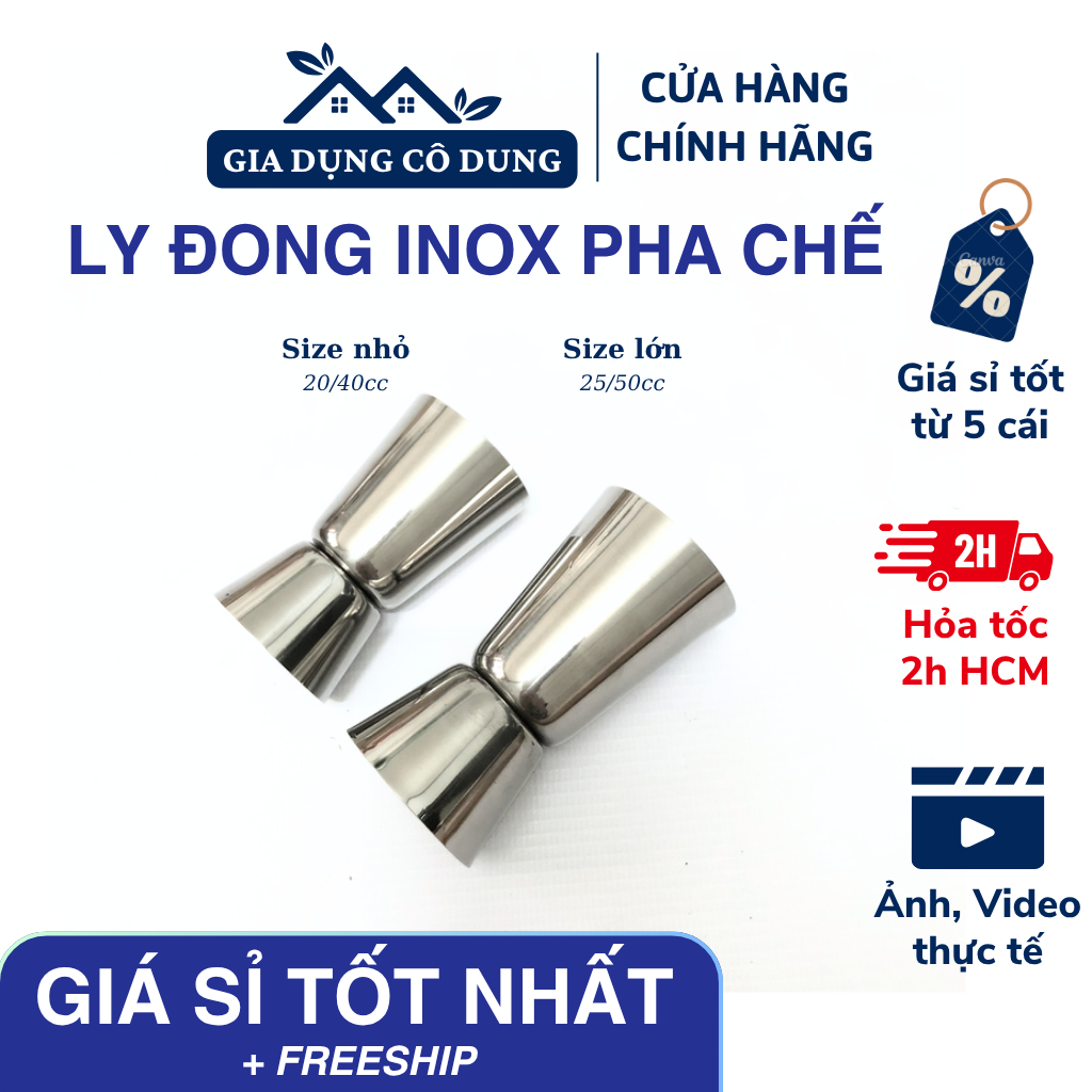 Ly Đong Inox Pha Chế 2 Đầu (Loại 20-40Cc Và 25-50Cc)