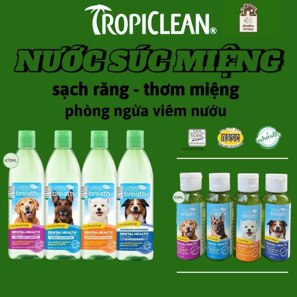 [Chiết] Nước vệ sinh răng miệng cho chó Tropiclean của Mỹ giúp thơm miệng và ngăn ngừa cao răng