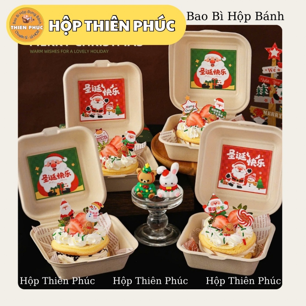 100 Hộp Bã Mía Vuông đựng bento cake - Mochi - bánh kem mini 10cm