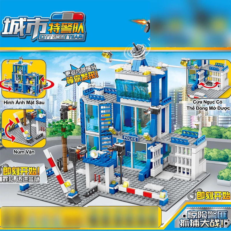Đồ Chơi Xây Dựng Mô Hình Lắp Ráp Sở Cảnh Sát/Trạm Cứu Hỏa/Trụ Sở Cảnh Sát Đặc Nhiệm Cho Bé Trai - Quà Tặng Mới 2025