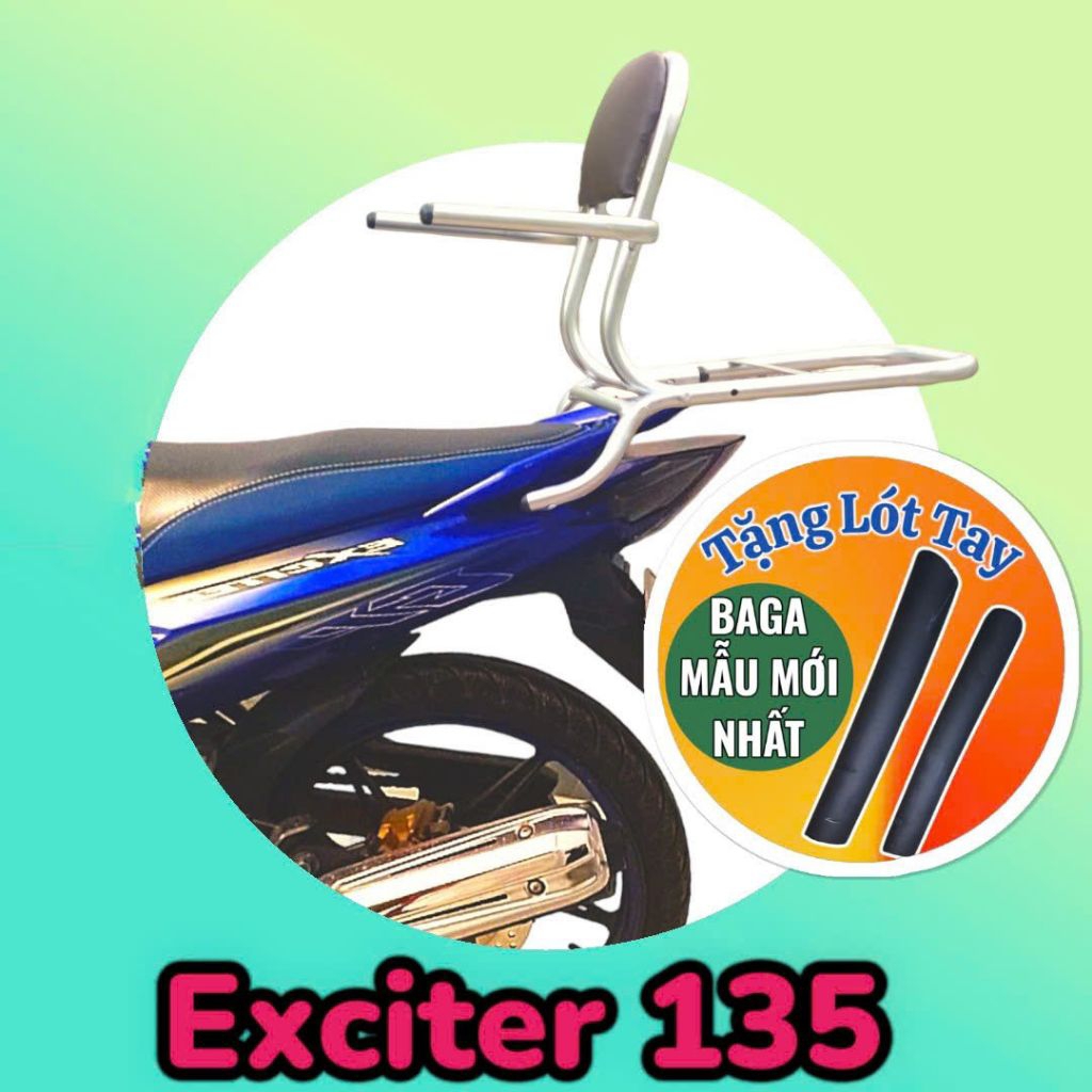 ( Tặng lót tay )Baga phượt xe exciter 135.Mẫu mới tháo rời tay vịn được