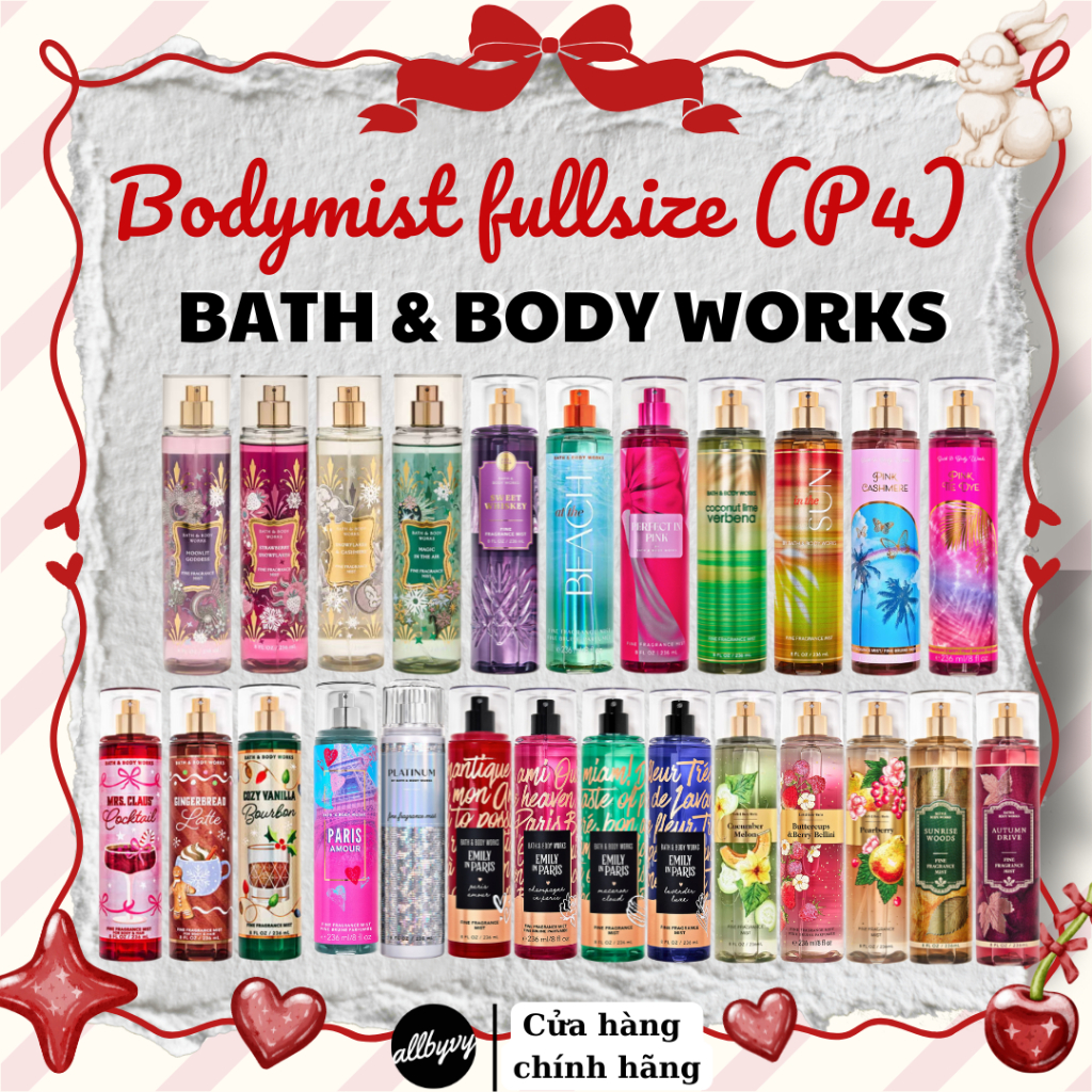 allbyvy |HOẢ TỐC| XỊT THƠM TOÀN THÂN BODY MIST BATHBODYWORKS (Part 4) - Bill Nhập Mỹ