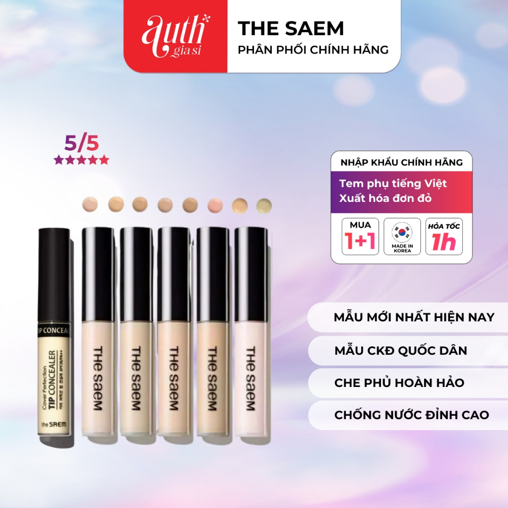 [SIÊU HOT] Kem che khuyết điểm THE SAEM Cover Perfection Tip Concealer SPF28/PA+ CKĐ che phủ hoàn hả