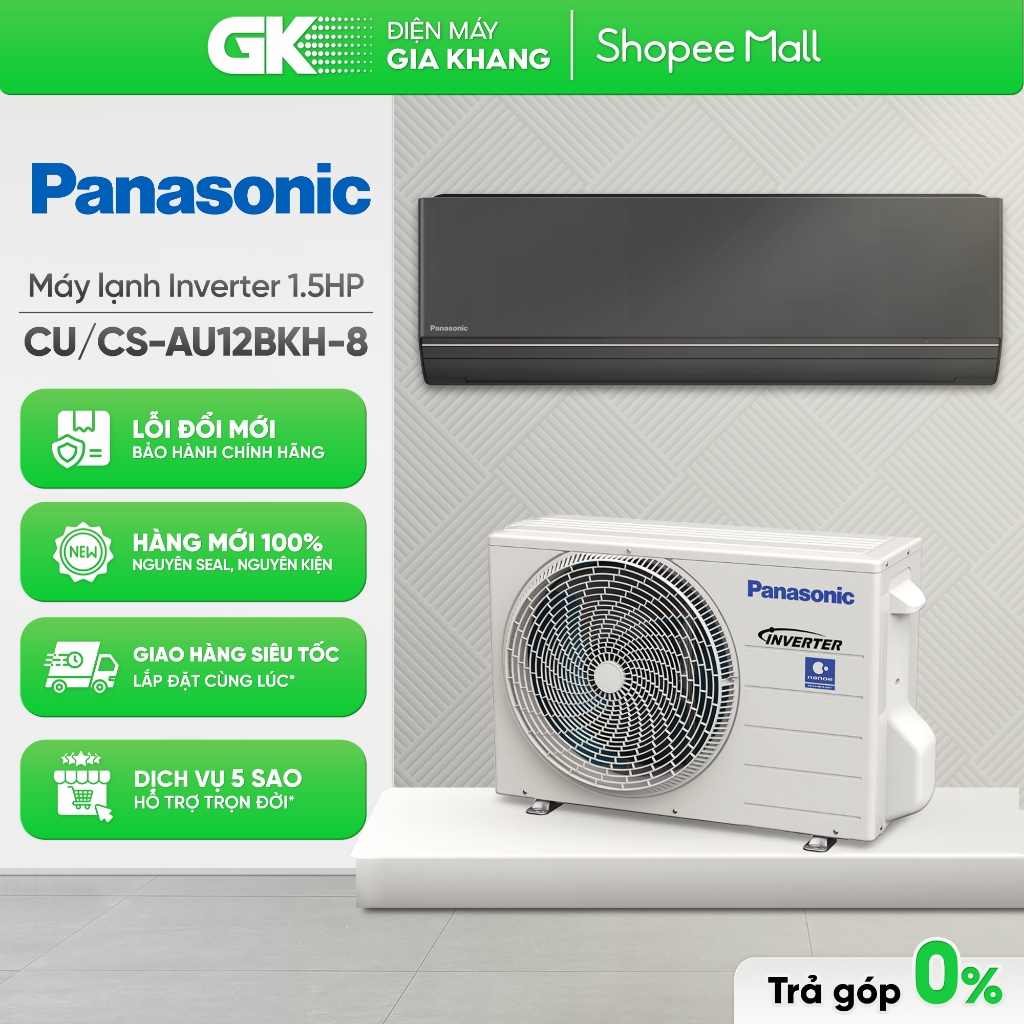 Máy Lạnh Panasonic Inverter 1.5HP CU/CS-AU12BKH-8 [Freeship HCM]