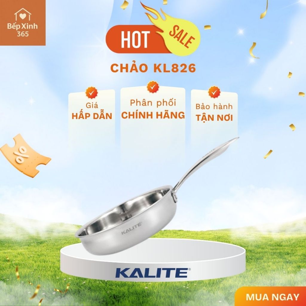 KALITE KL826 Chảo inox liền khối – Chống dính tự thân, phù hợp gia đình 2‑4 người