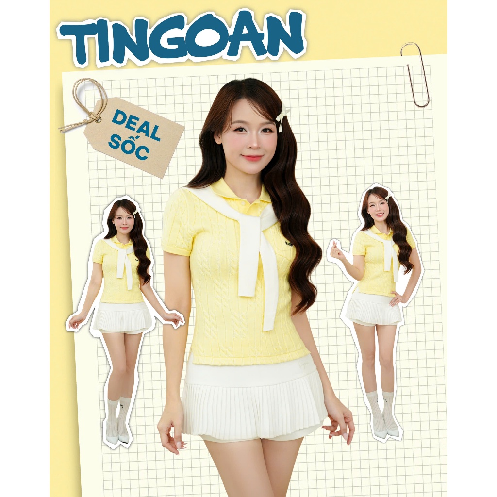 TINGOAN® x KOL- Áo len xù NGẮN TAY MỚI TINGOAN