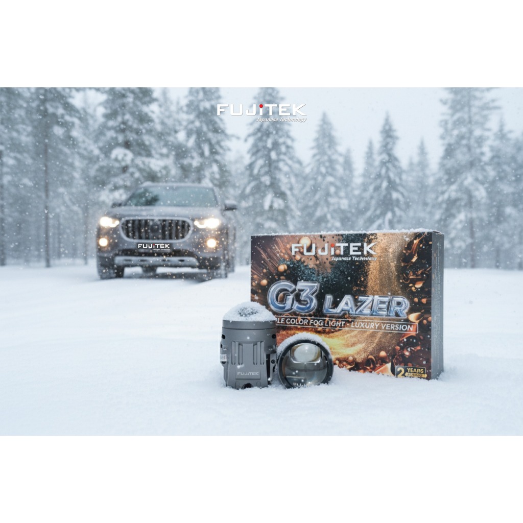 Đèn bi gầm Fujitek G3 LAZER 3.0inch dành cho oto, xe máy, 3 chế độ màu đa năng, Lazer chiếu xa