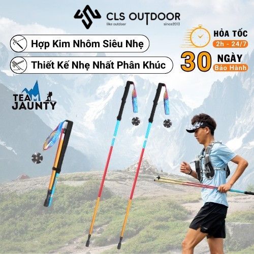 Gậy leo núi, đi bộ đường dài siêu nhẹ Team Jaunty, gậy gấp gọn hợp kim nhôm 7075 cao cấp