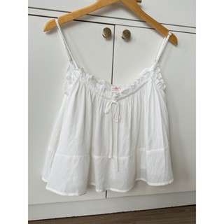  JASMINE TOP | áo babydoll 2 dây dáng xoè form rộng  2 lớp  phối viền bèo | áo mặc ngủ đi chơi 