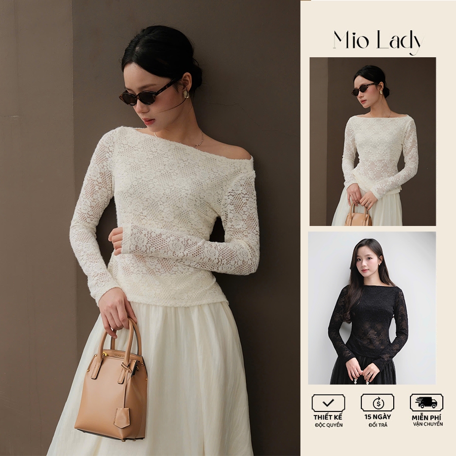 Áo ren lông thỏ nữ mặc lệch vai, co dãn, phong cách, thanh lịch Miolady | BigBuy360 - bigbuy360.vn