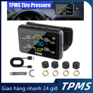 Hệ thống giám sát áp suất lốp ô tô năng lượng mặt trời TPMS Cảm biến Báo động an ninh Màn hình LCD Giám sát áp suất lốp