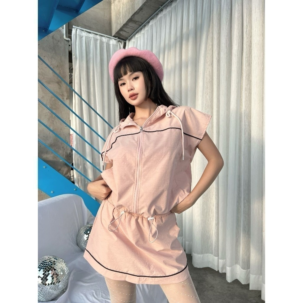 Set áo váy dù Cara club màu hồng size M