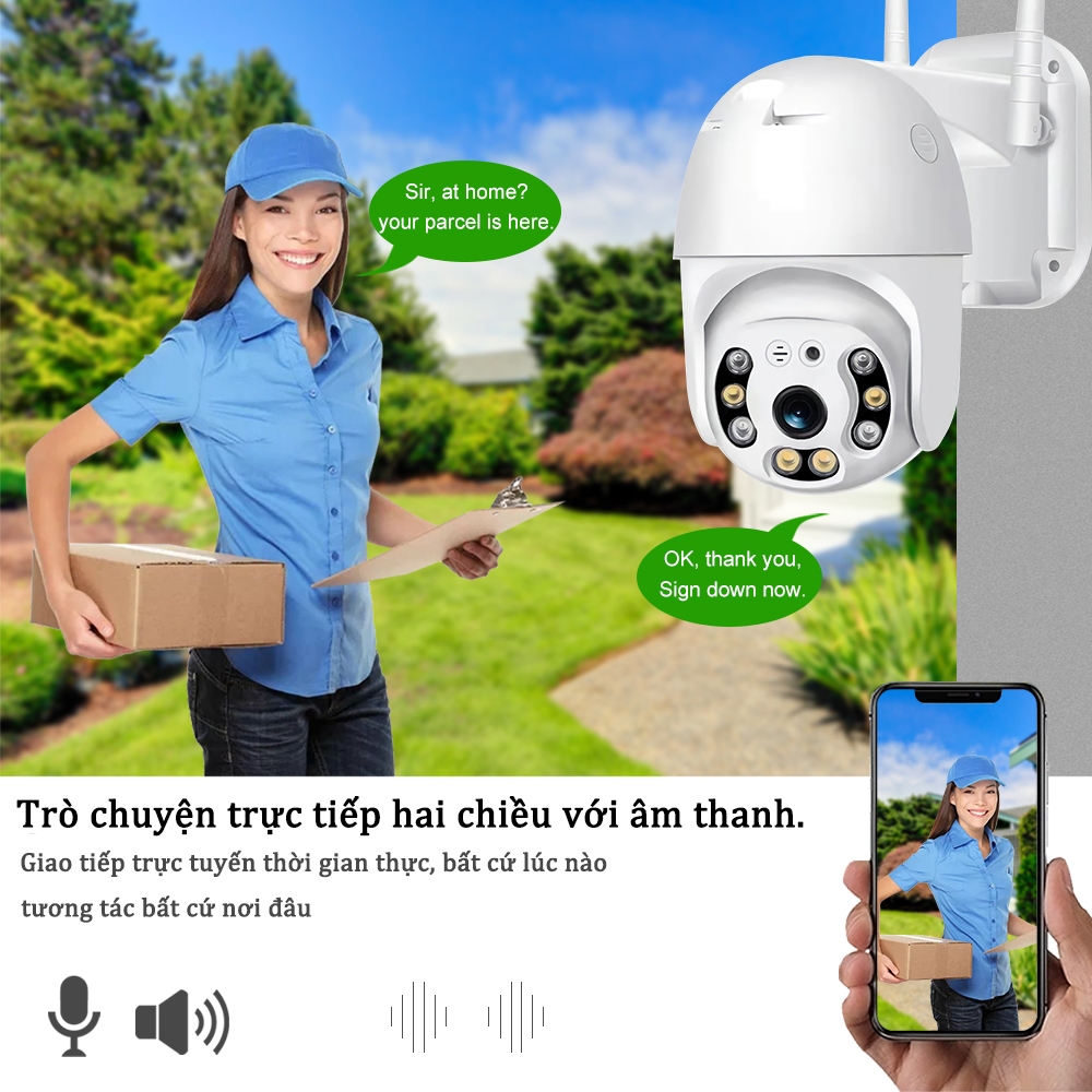 【LuminAI】 Camera IP Wifi ngoài trời Camera An Ninh CCTV V380 Pro 360 Độ 1080P FHD WiFi IP-IP66 IR Chống Nước