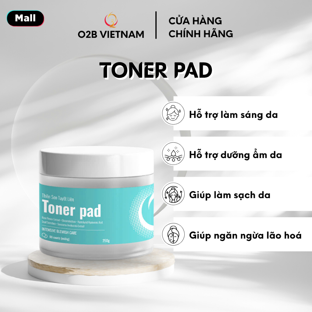 [CHÍNH HÃNG] TONER PAD O2B, GIÚP LÀM SẠCH, DỊU DA, SE KHÍT LỖ CHÂN LÔNG, THÔNG THOÁNG, 60 MIẾNG/HỘP