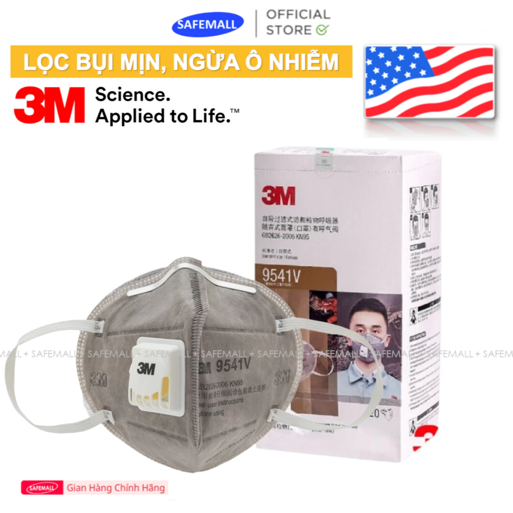 [Top Value] Hộp khẩu trang 3M 9001, 9501V có van, 9541V có van than họat tính tiêu chuẩn KN95 lọc bụ