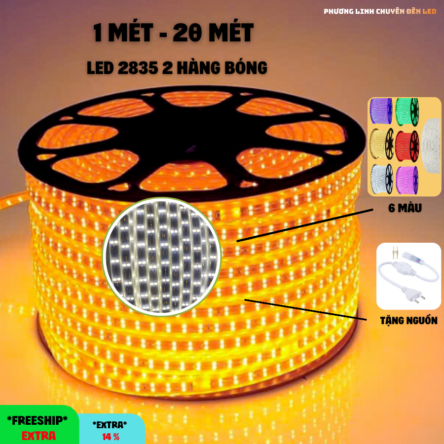 Combo LED Dây 2835 2 Hàng 5-10-15-20m (120 LED/m) - Silicon Chống Nước