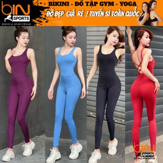  Bộ đồ tập gym yoga pickleball nữ jumpsuit kèm mút và quần dài thun poly v2 BINSPORTS BD160 