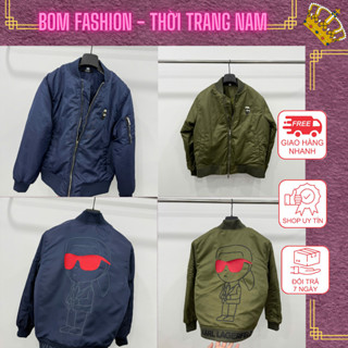  Áo Khoác Bomber Gió nam nữ C.rop.top trần bông IN Hình Kute Đeo Kính Trước Sau Phối Khóa Tay ____BOM FASHION 