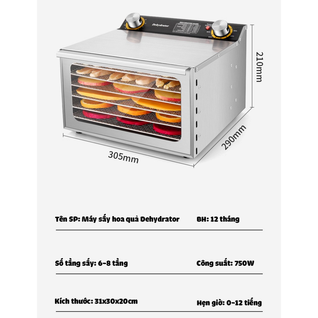 🔥 MÁY SẤY HOA QUẢ DEHYDRATOR Mẫu 8 Tầng INOX 304 - TỰ SẤY TẠI NHÀ, GIỮ TRỌN DINH DƯỠNG! 🔥
