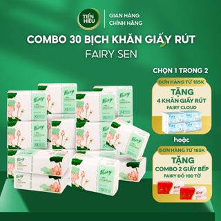   Giao Màu Ngẫu Nhiên  Combo 30 Bịch Giấy Ăn Fairy Sen Chất Liệu 100% Gỗ Tự Nhiên An Toàn Thiết Kế 3 Lớp Bền Dai 270 Tờ 
