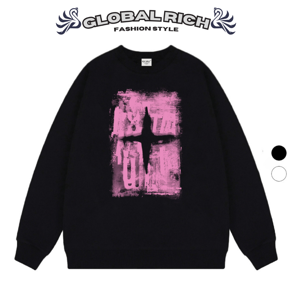 Áo Sweater Global Rich Premium Nỉ Art Stroke Abstract Splash Paint Effect