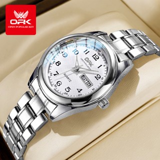 OPK Đồng hồ nữ chính hãng dây đeo bằng thép không gỉ có lịch phát sáng chống thấm nước Đơn giản 8110