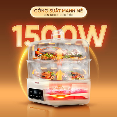 [VHL x Masuto] Lẩu Hấp Điện Đa Năng 3in1 MSSteam Masuto. Dung tích 14,5L Công Suất 1500W, Khay Hấp INOX 304, 2 Tầng Hấp,